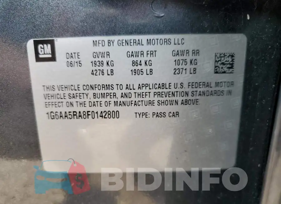 1G6AA5RA8F0142800 Photo# 12