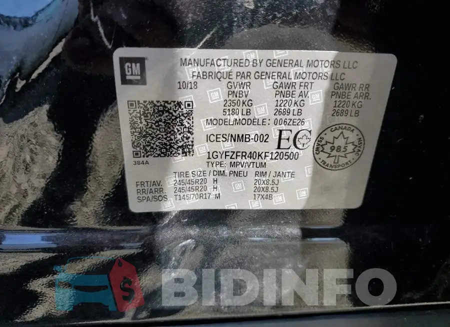 1GYFZFR40KF120500 Photo# 13