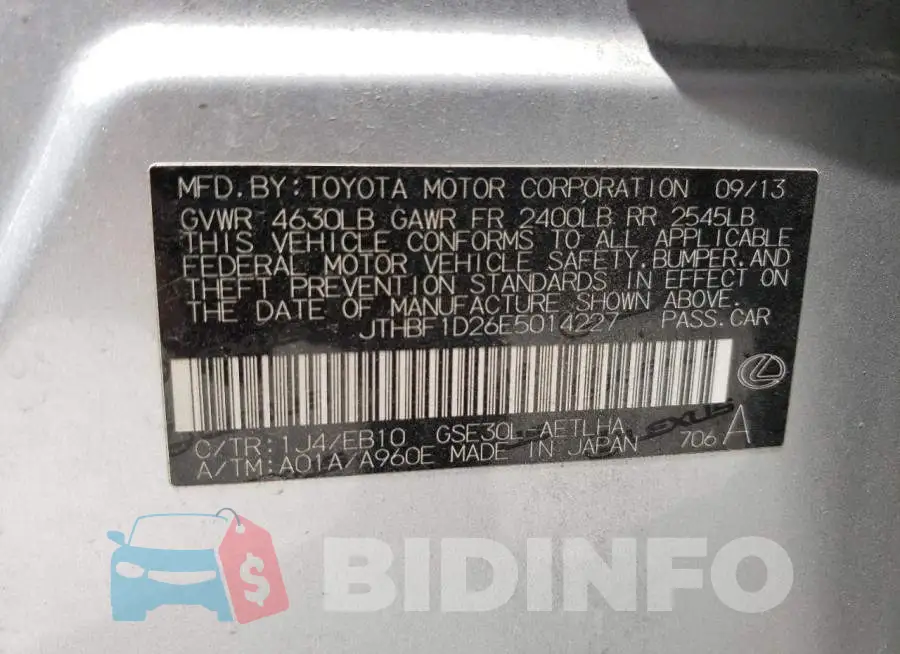 JTHBF1D26E5014227 Photo# 12