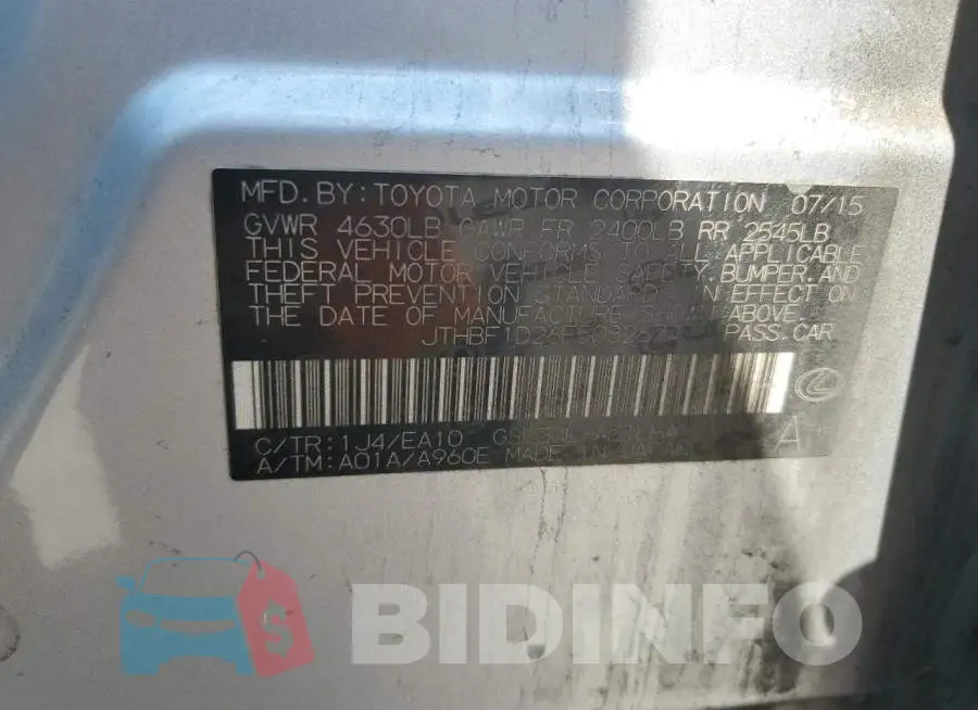JTHBF1D26F5082674 Photo# 13