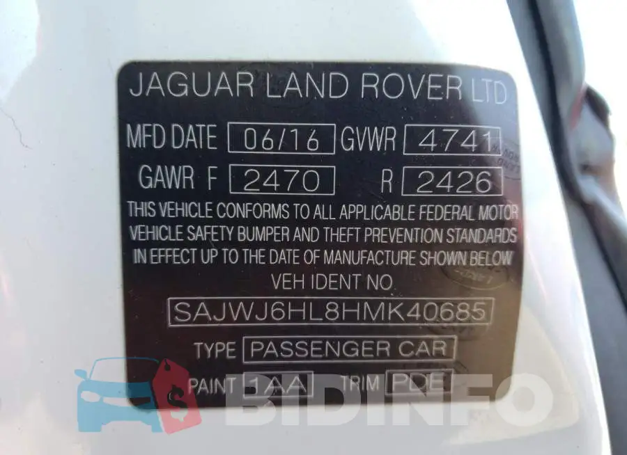 SAJWJ6HL8HMK40685 Photo# 12