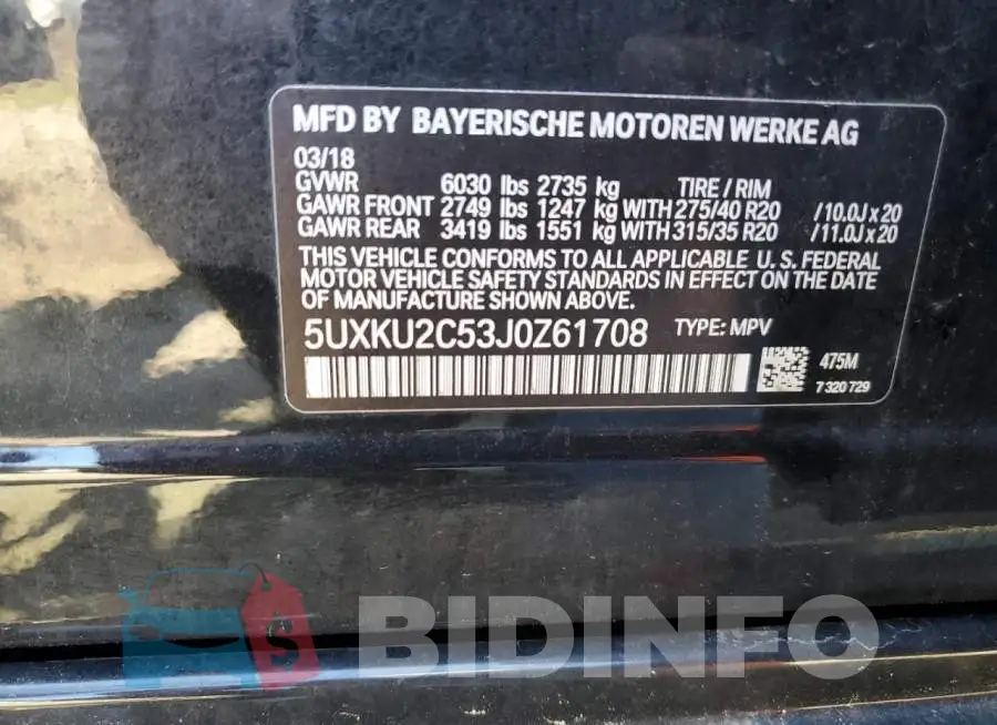 5UXKU2C53J0Z61708 Photo# 12