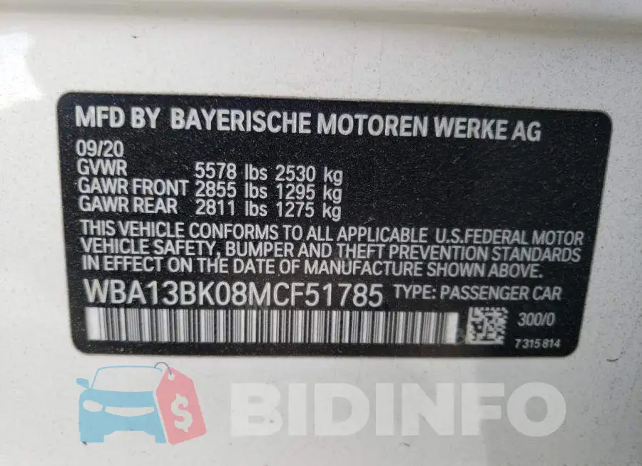 WBA13BK08MCF51785 Photo# 13
