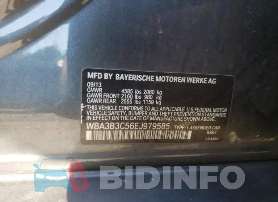 WBA3B3C56EJ979585 Photo# 12