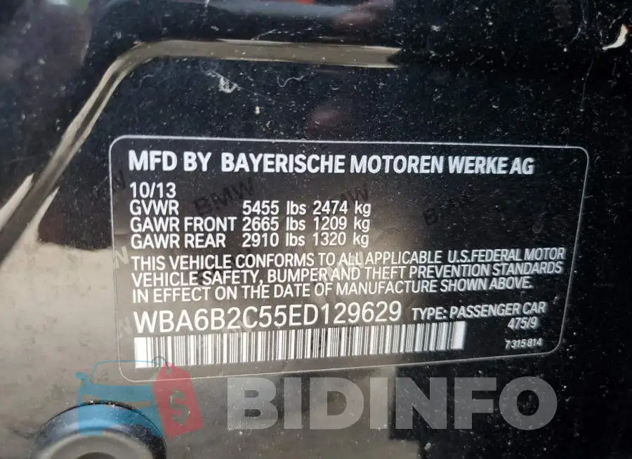 WBA6B2C55ED129629 Photo# 13