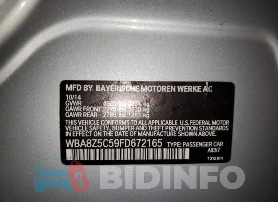 WBA8Z5C59FD672165 Photo# 12