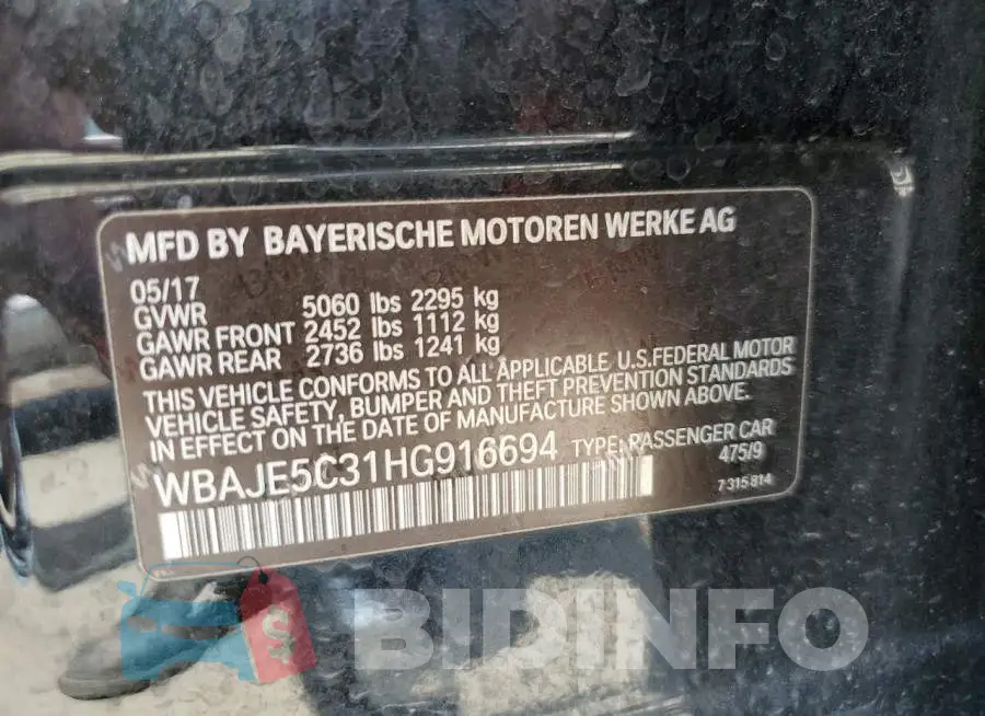 WBAJE5C31HG916694 Photo# 13