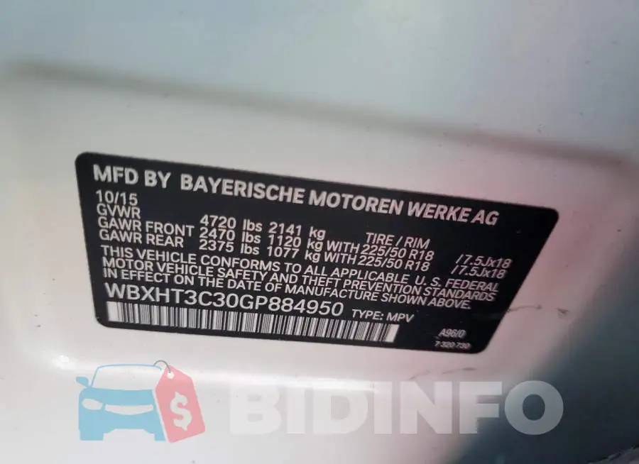 WBXHT3C30GP884950 Photo# 12