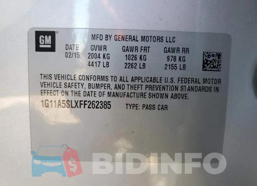 1G11A5SLXFF262385 Photo# 12