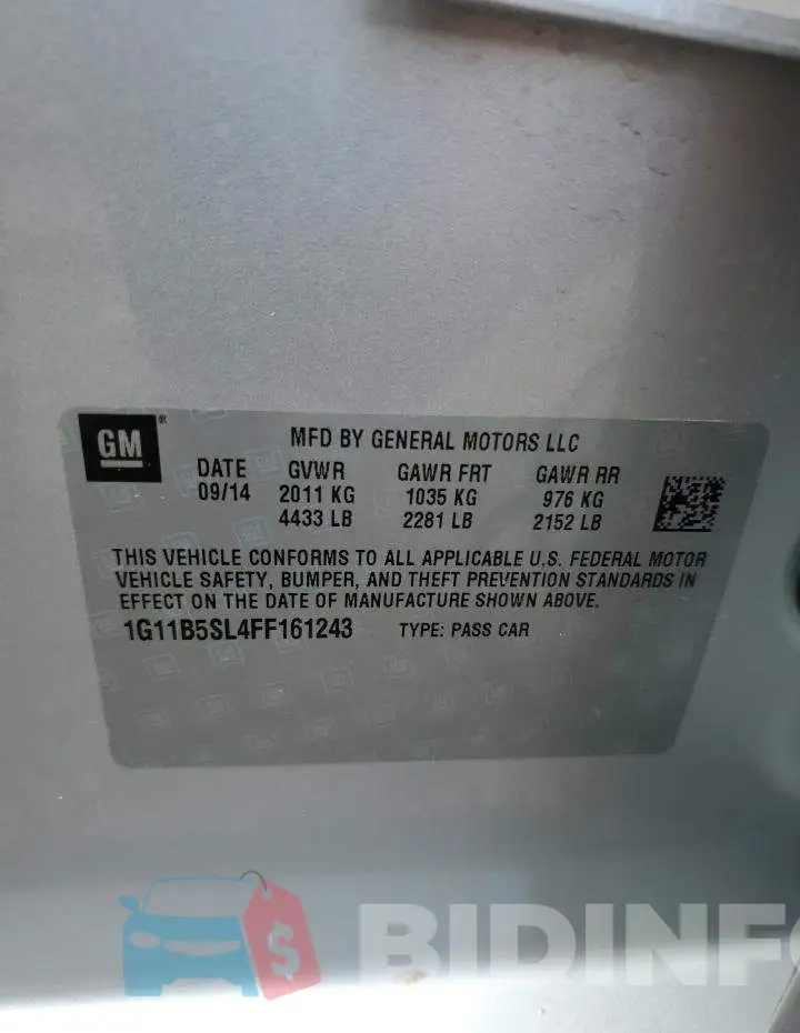 1G11B5SL4FF161243 Photo# 12
