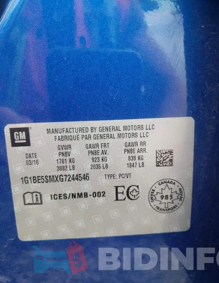 1G1BE5SMXG7244546 Photo# 12