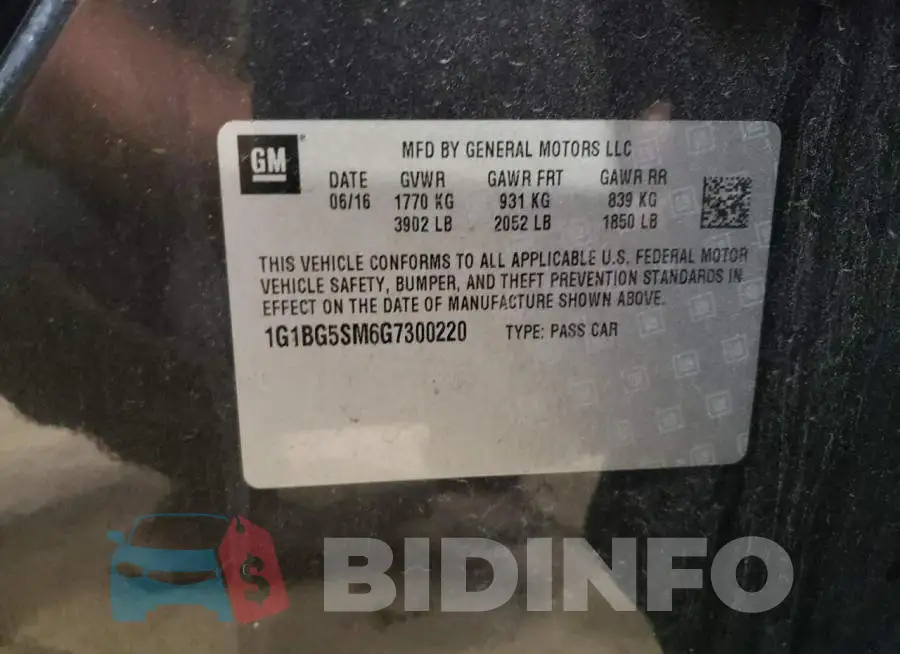 1G1BG5SM6G7300220 Photo# 12