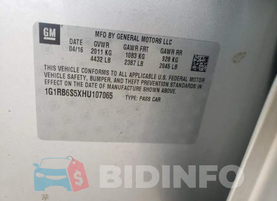 1G1RB6S5XHU107065 Photo# 12