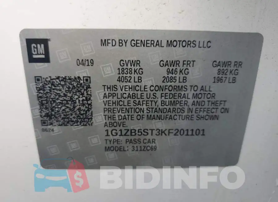 1G1ZB5ST3KF201101 Photo# 13