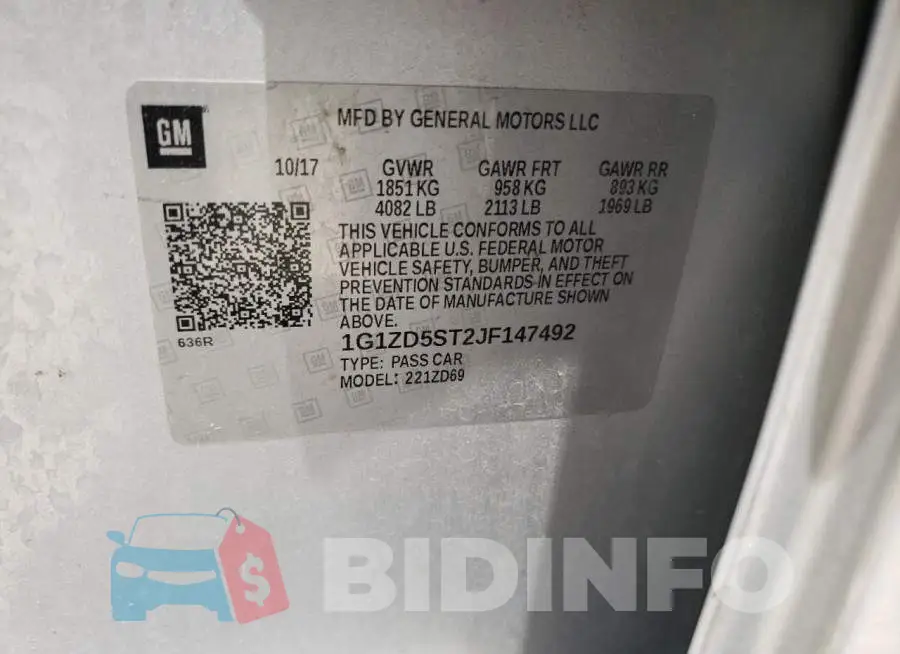 1G1ZD5ST2JF147492 Photo# 13