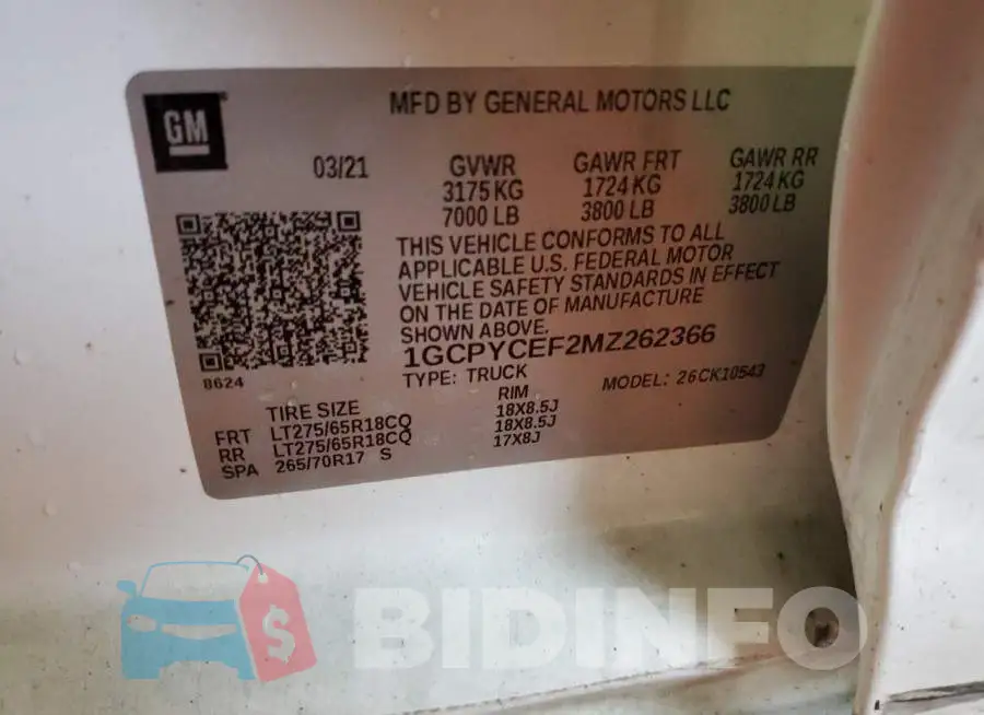 1GCPYCEF2MZ262366 Photo# 13