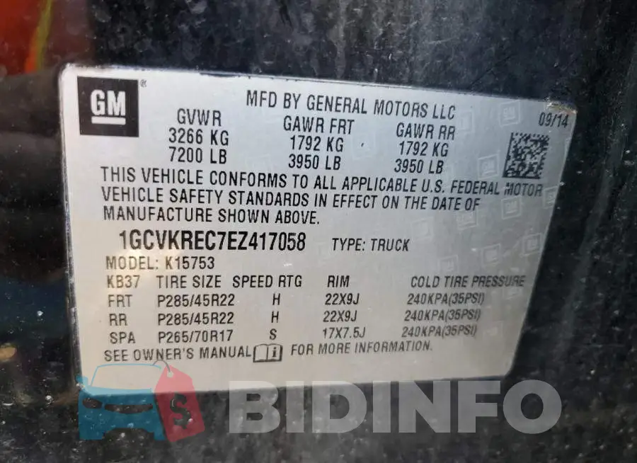 1GCVKREC7EZ417058 Photo# 12