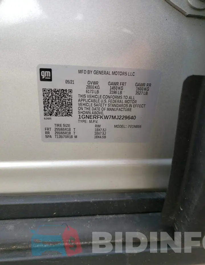 1GNERFKW7MJ229640 Photo# 13