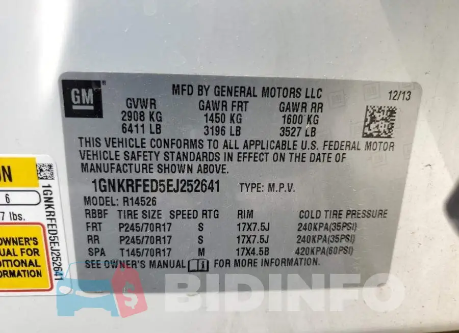 1GNKRFED5EJ252641 Photo# 12