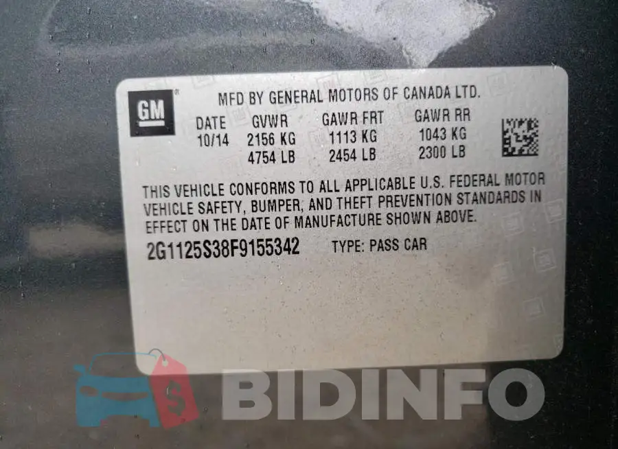 2G1125S38F9155342 Photo# 12