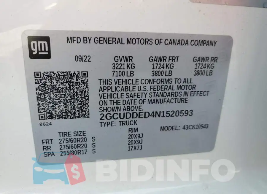 2GCUDDED4N1520593 Photo# 12