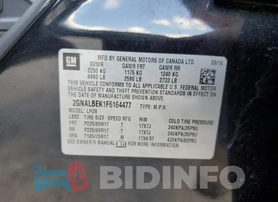 2GNALBEK1F6164477 Photo# 13
