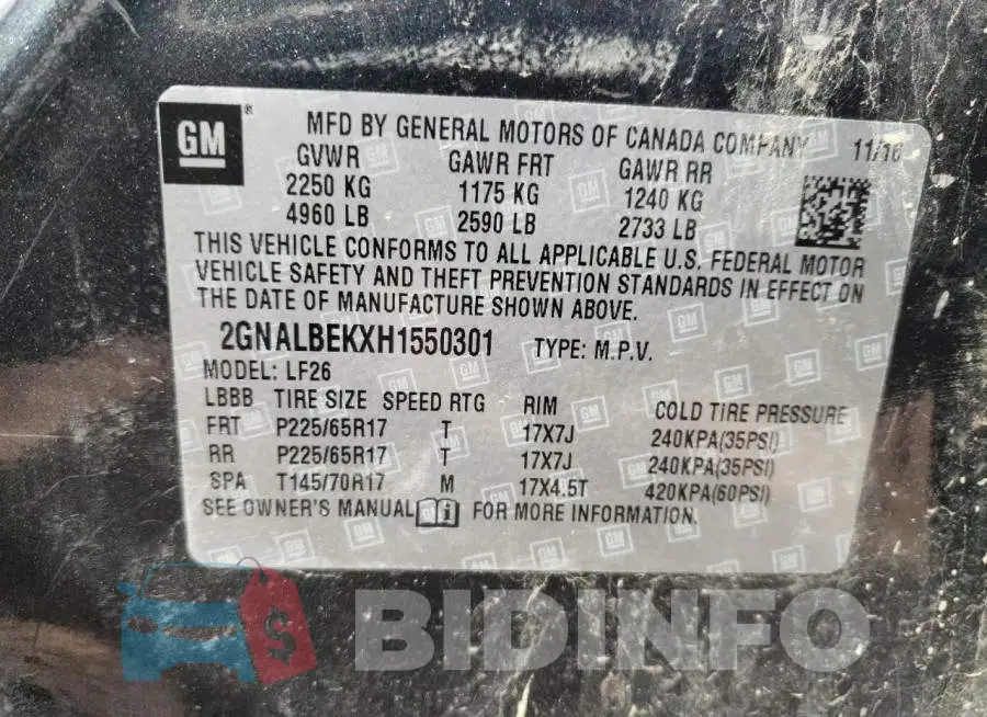 2GNALBEKXH1550301 Photo# 13