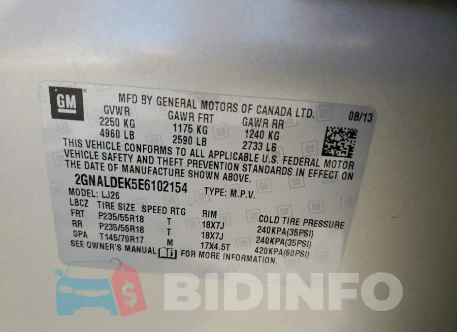 2GNALDEK5E6102154 Photo# 12