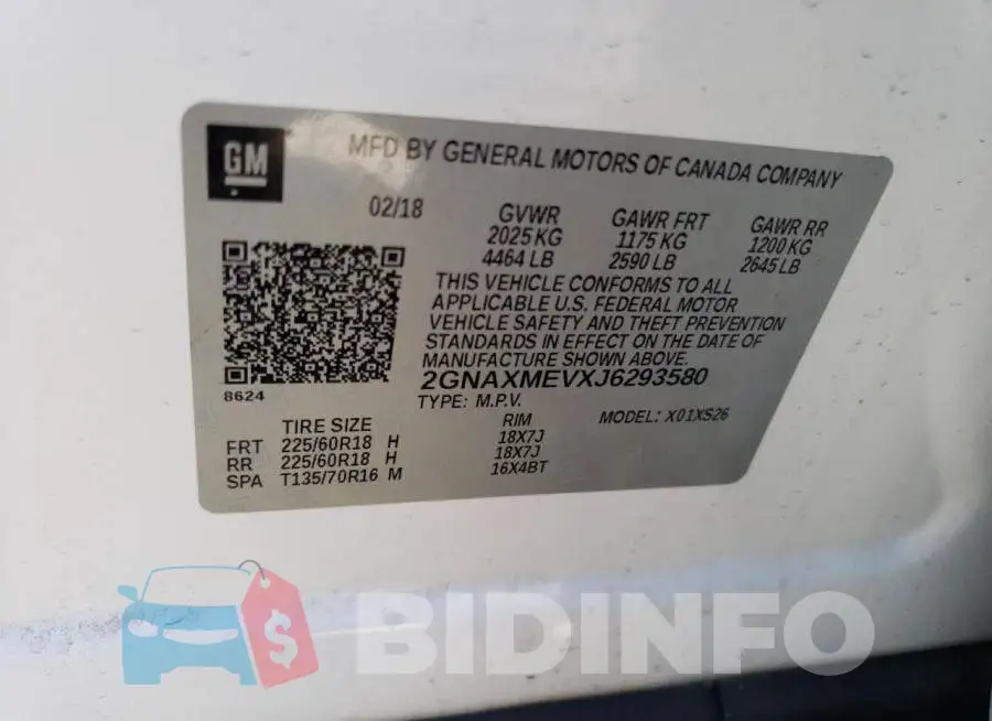 2GNAXMEVXJ6293580 Photo# 14