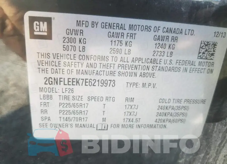 2GNFLEEK7E6219973 Photo# 14