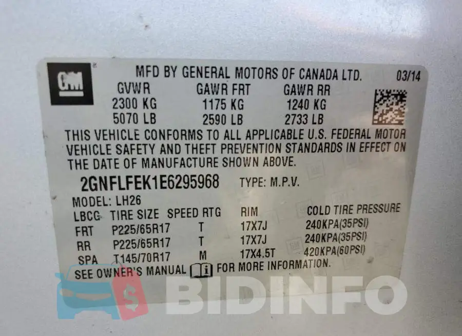 2GNFLFEK1E6295968 Photo# 13
