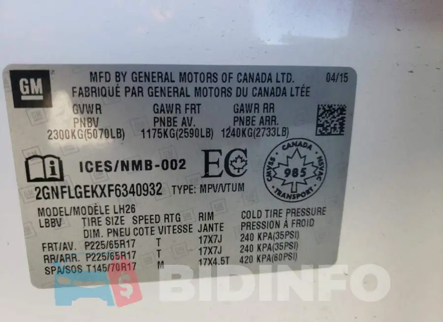 2GNFLGEKXF6340932 Photo# 10