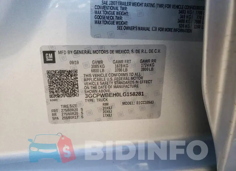 3GCPWBEH0LG158281 Photo# 12