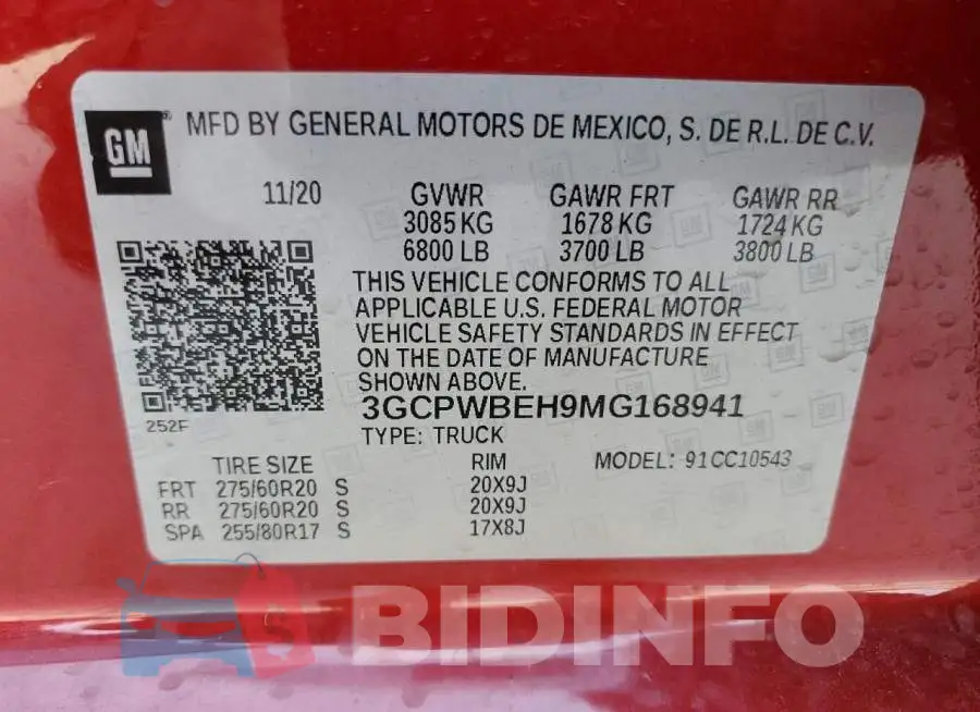 3GCPWBEH9MG168941 Photo# 12