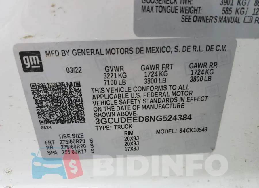 3GCUDEED8NG524384 Photo# 12