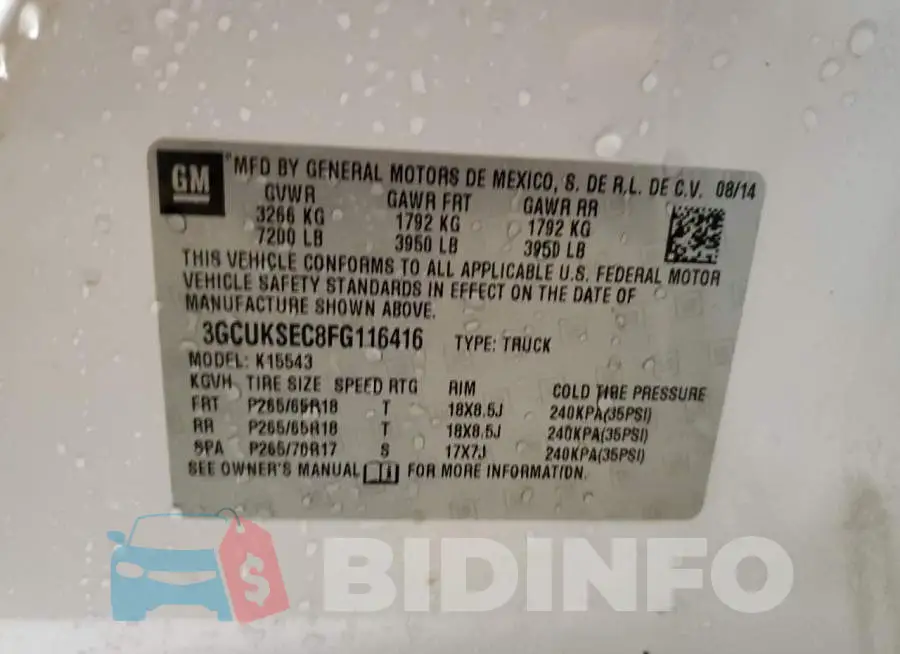 3GCUKSEC8FG116416 Photo# 12