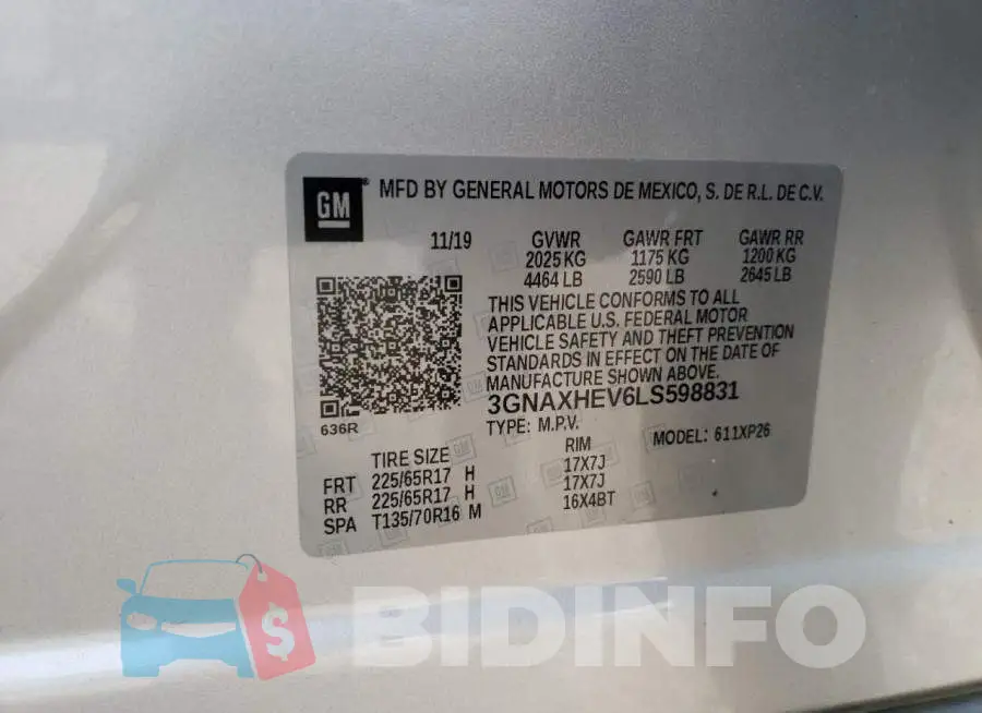 3GNAXHEV6LS598831 Photo# 14