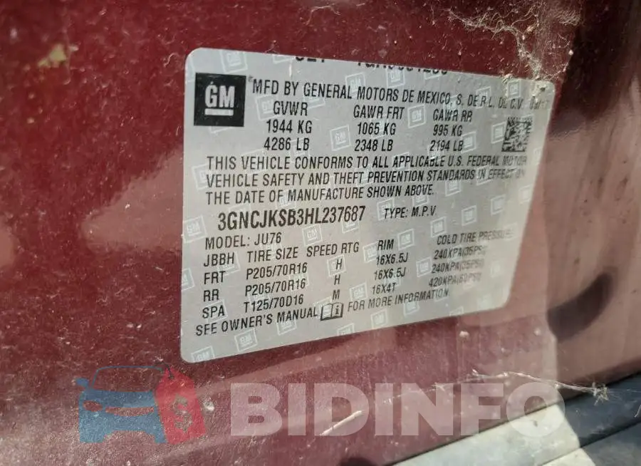 3GNCJKSB3HL237687 Photo# 13