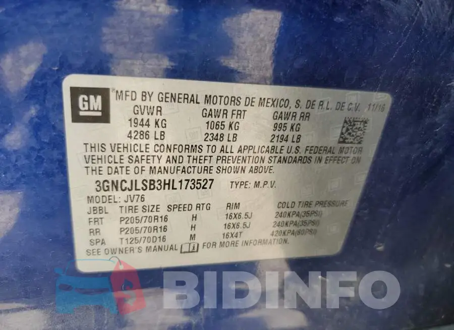 3GNCJLSB3HL173527 Photo# 14