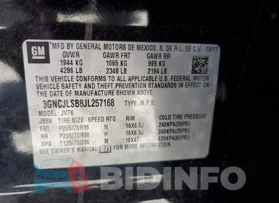 3GNCJLSB8JL257168 Photo# 13