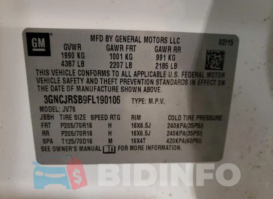 3GNCJRSB9FL190106 Photo# 12
