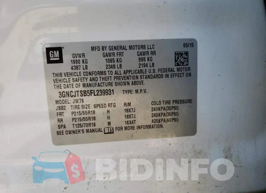 3GNCJTSB5FL239931 Photo# 13