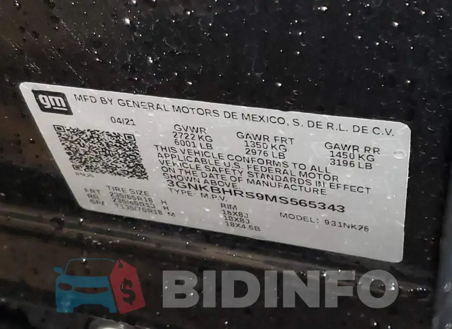 3GNKBHRS9MS565343 Photo# 13