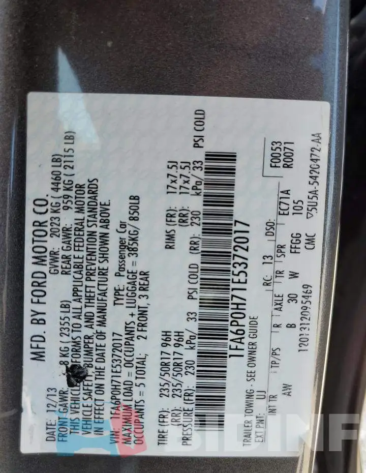 1FA6P0H71E5372017 Photo# 12
