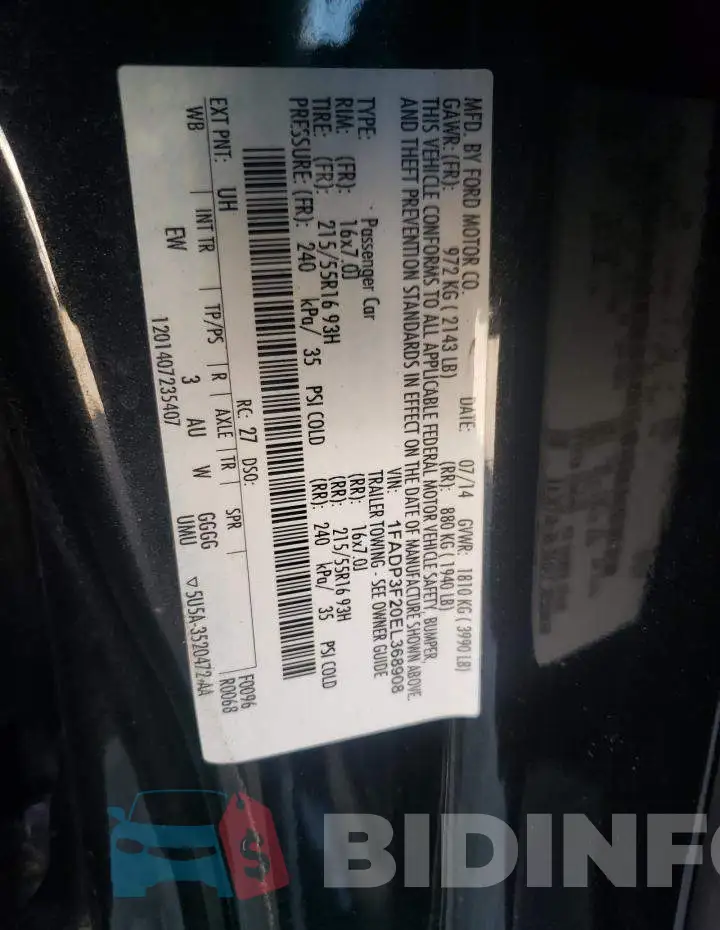 1FADP3F20EL368908 Photo# 12