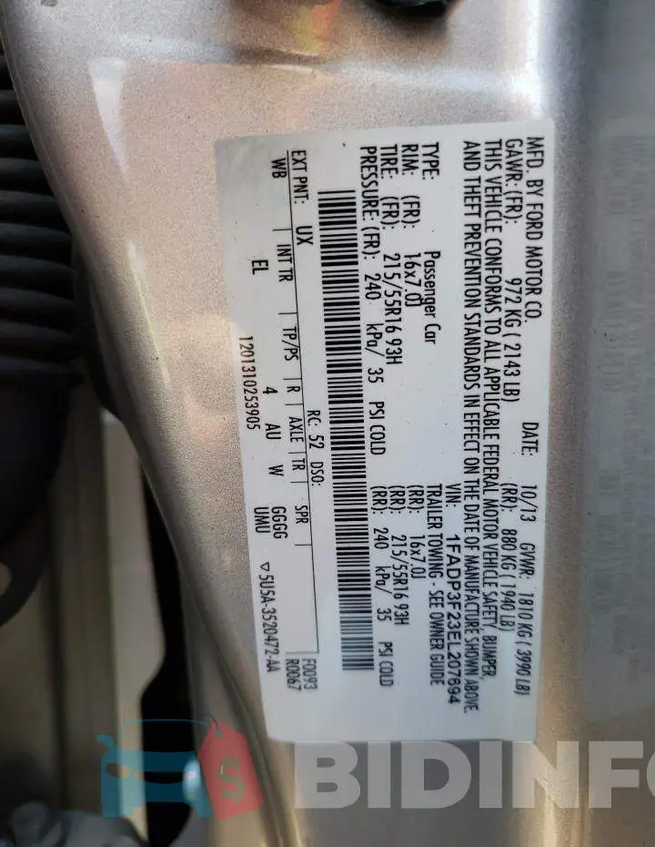 1FADP3F23EL207694 Photo# 12
