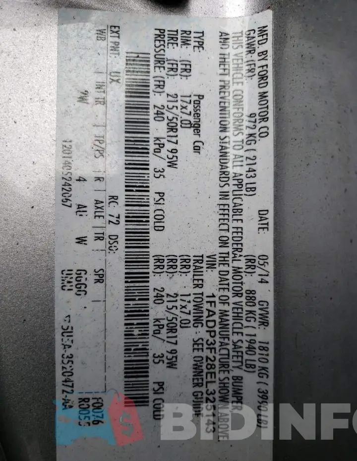 1FADP3F28EL325143 Photo# 12