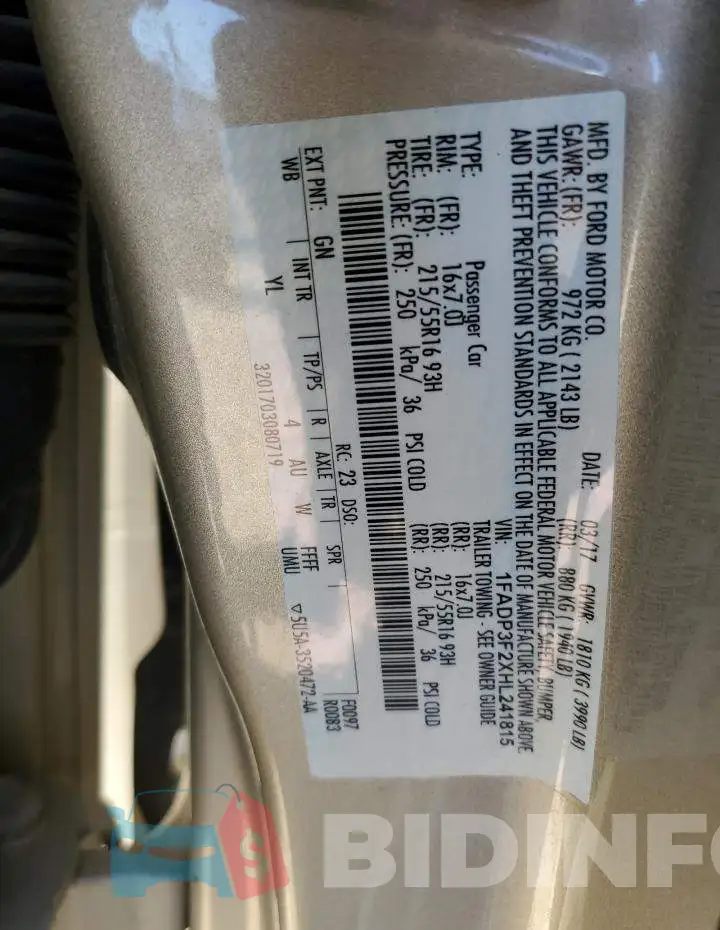 1FADP3F2XHL241815 Photo# 12