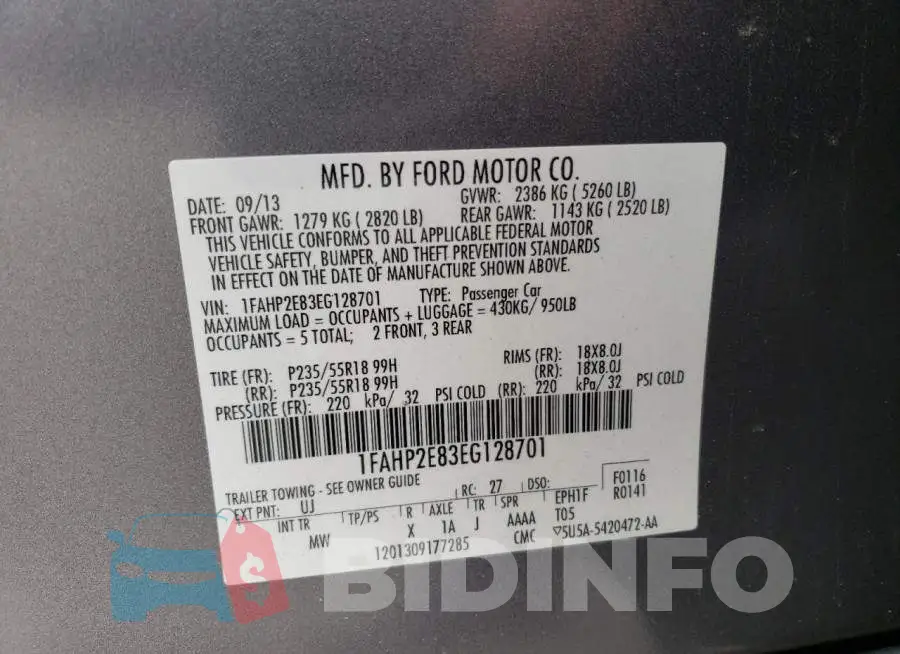 1FAHP2E83EG128701 Photo# 13