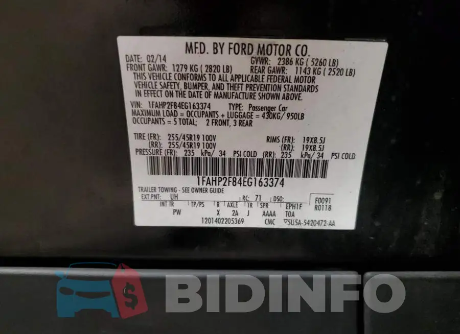 1FAHP2F84EG163374 Photo# 13